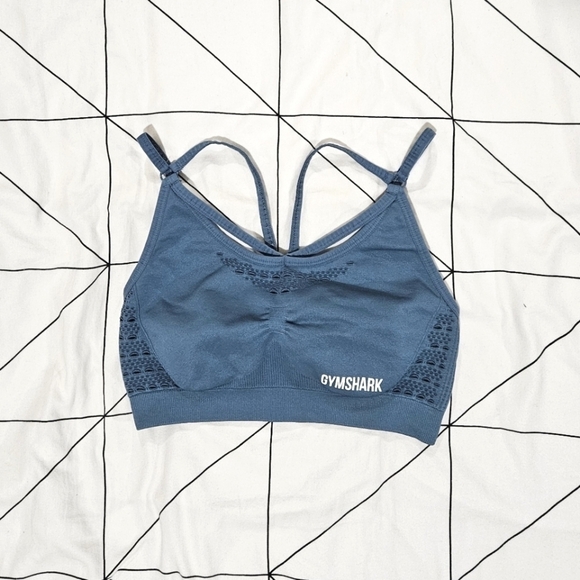 Gymshark Energy + Seamless Sports Bra  in Blue Stone Size Medium - Picture 3 of 9